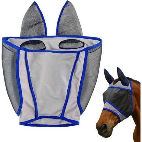 Masques anti-mouches pour protection UV élastique en fine, masques anti-mouches pour la tête Pour une utilisation dans l'écurie, l'équitation, les activités de plein air, les observations et (1/5)
