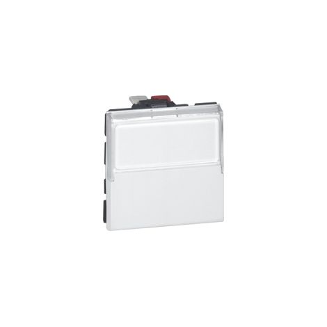 Legrand – Poussoir porte étiquette Mosaic 2M 6A 250V blanc – Technologie Easy-Led – Antimicrobien – Installation encastrée ou saillie