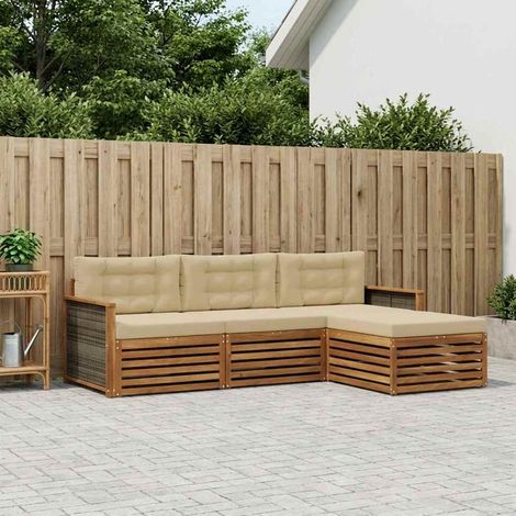vidaXL Outdoor-Sofagarnitur Natur und Beige 249,5 x 162,5 x 73 cm (1/5)