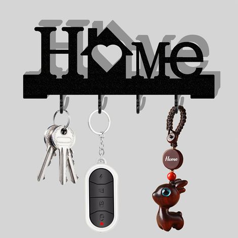 Organisateur de porte-clés en forme de cœur noir (1 pièce) avec crochets, comprenant un nano transparent double face (FMY) (1/5)