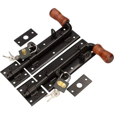 KOTARBAU Lot de 2 verrous de portail 280 mm à droite et à gauche avec cadenas (1/5)