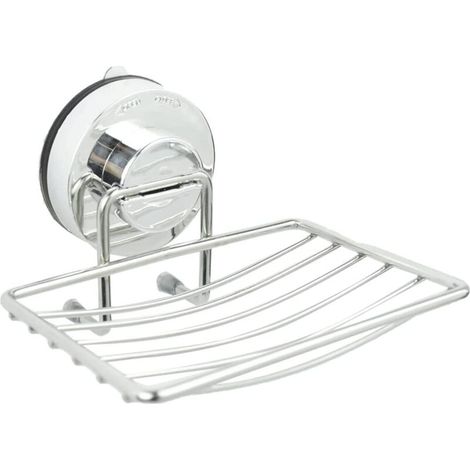 Wandmontierter Seifenhalter aus Edelstahl mit Chrom-Saugnapfhalter, Dusch-Caddy-Spender