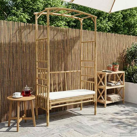 vidaXL Arco da Giardino con Panchina Bianco Crema 115 x 50 x 205