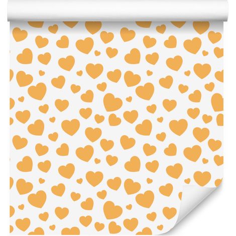 Papier peint Cœurs Crème, Blanc et Or 50x1000 cm (1/5)