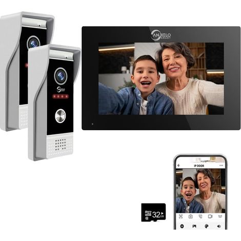 TUYA 1080p Video Doorbell with 7" Touchscreen, Video Intercom, Automatic Recording Function, Infrared Night Vision, Motion Detection, 2 Doorbells (1/5)