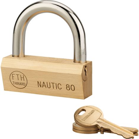Cadenas à clé Nautic UNIKEY (achetez-en plusieurs, ouvrez avec la même clé), 80mm, 3 clés - THIRARD (1/3)