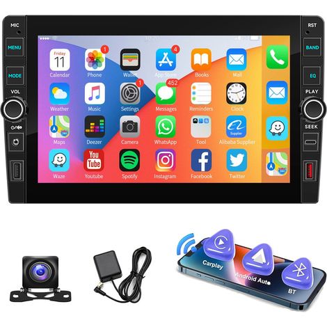 Autoradio 9" Carplay 2 DIN Android 15 32/64G avec écran tactile GPS NAVI RDS FM Bluetooth Wifi - 1+32G CAM (1/5)