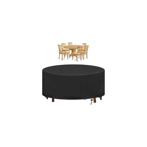 Housse Table de Jardin Ronde Bache Salon Jardin Exterieur Imperméable Anti-UV Oxford Robuste Bache Table et Chaise de Jardin Noir - 18090cm