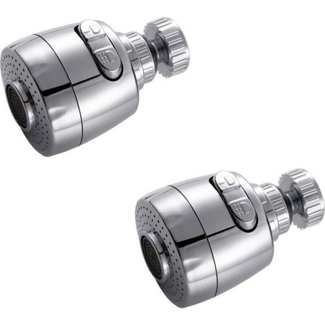 CCYKXA 2 aérateurs de robinet, filtre de robinet rotatif à 360 °, aérateur de robinet, bec régulateur de filtre de robinet à économie d'eau, pour cuisine salle de bain, 2 modes, argent