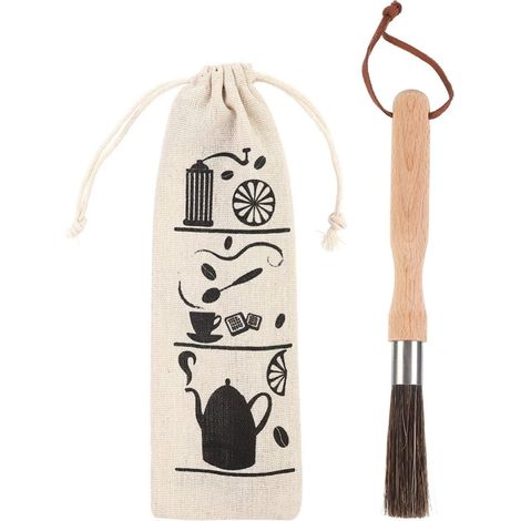 Accessoire pour moulin à café en bois, avec manche en bois et brosse de nettoyage, pour doser, nettoyer ou entretenir le café expresso.-AquaForge (1/5)