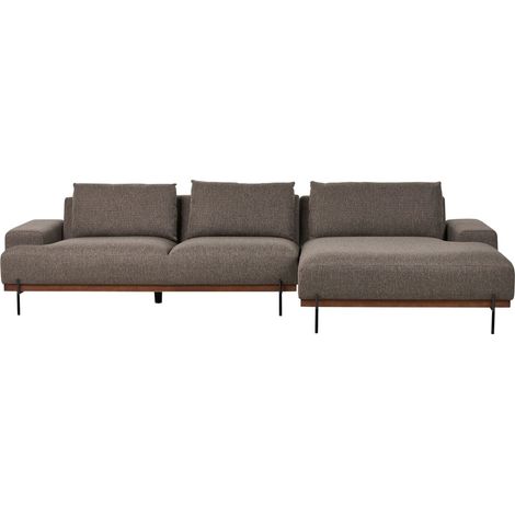 Ecksofa 3-Sitzer MARIFERD Stoff Braun linksseitig