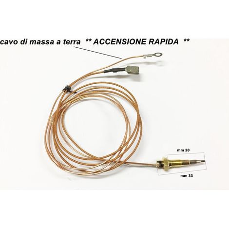 Termocoppia Cucina Gas  Mm 33 Ariston Indesit Star Smeg Lofra Nardi H 4775 Tc 37 (1/2)