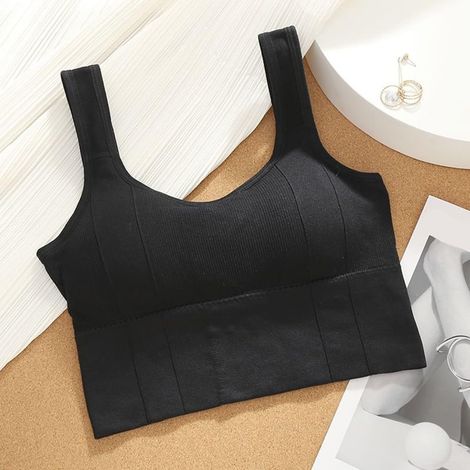 Women's pleated, wire-free sports bra - For summer - Breathable - For casual everyday wear - Vacation - White (1/5)