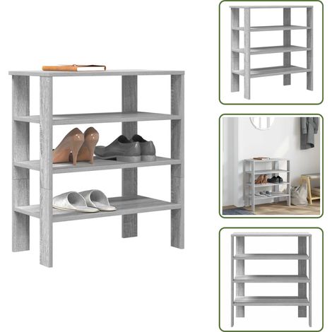 Étagère à chaussures sonoma gris 61x32x70 cm bois d'ingénierie - Étagère À Chaussures - Étagères À Chaussures - Rangement De Chaussures - Armoire À Chaussures (1/5)