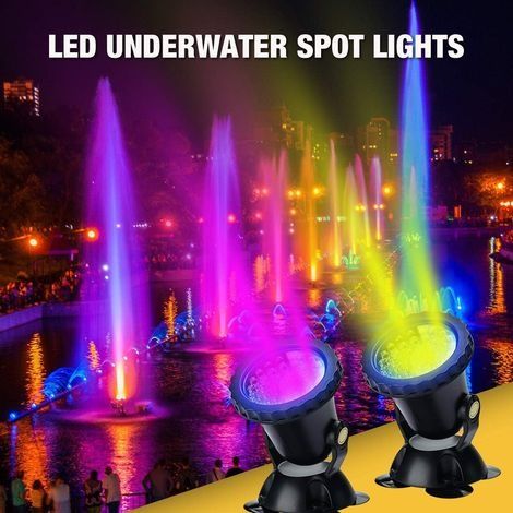 Unterwasser-LED-Leuchte, RGB-Aquariumprojektor, Unterwasserbeleuchtung für Fische, IP68 wasserdichte LED-Lampe mit einstellbarem Winkel und Fernbedienung für Garten, Teich, Pool, Springbrunnen (2er-Pa (1/4)