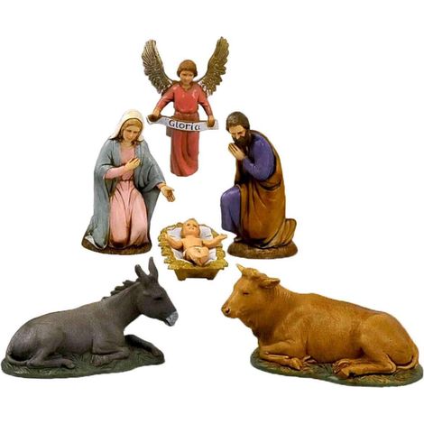 NATIVITà 10CM set 6 STATUETTE IN RESINA per presepe