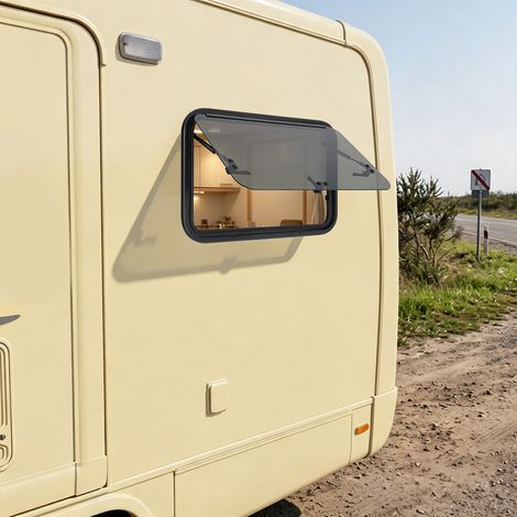 【Chauffage et ventilation】Fenêtre Basculante pour Camping-Car, 700 x 450 mm, Ouverture Max 85°, avec Store Intégré et Moustiquaire, Confidentialité,Épaisseur de carrosserie compatible 30 à 40 millimèt (1/5)