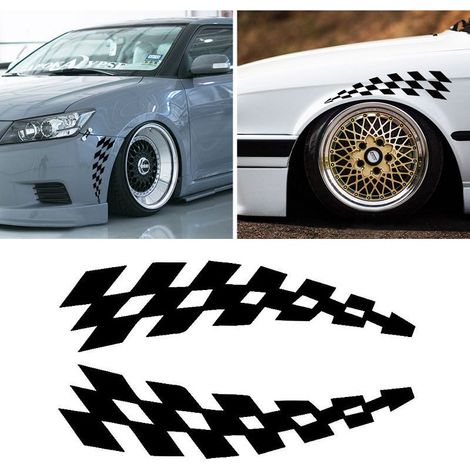 2 Pack Checkered Flag Car Bumper Sticker/Decal (Black) (1/4)