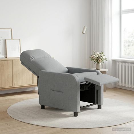 vidaXL Recliner Gris Claro Tela (1/5)