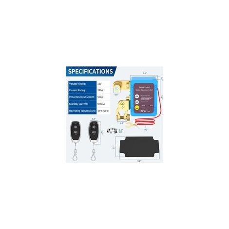 Interrupteur de coupure de batterie à télécommande 12 V 240 A, coupecircuit automatique, pour voiture, camion, bateau