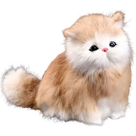 Realistische braun-weiße Plüschkatze – Plüsch – 21 cm x 16 cm x 9 cm (1/5)