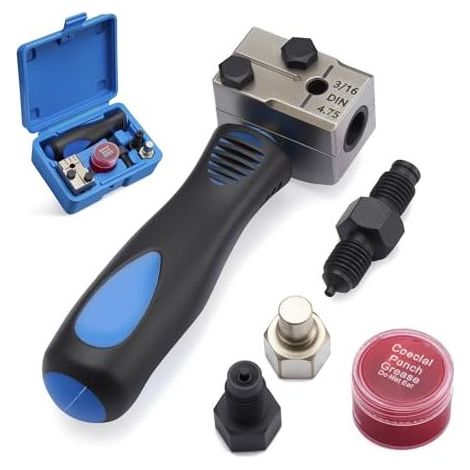 Outil d'évasement double pour conduites de frein DIN, universels de 4,75 mm (3/16"), kit de réparation de conduites de frein, compatible avec les voitures, les camions (1/5)