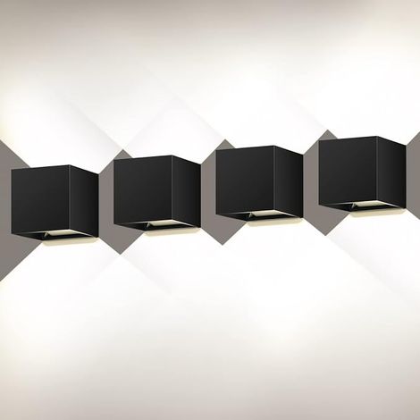 Ledmo, set di 4 applique da esterno da 20W, 4000K, con angolo del fascio luminoso regolabile, colore nero, impermeabili IP65. (1/5)