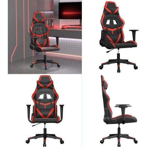Silla gaming de masaje cuero sintético negro y rojo - Masaje - Silla de oficina