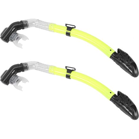 2X Tuba en Silicone Tuba de Natation À Bouche Complètement Sèche ÉQuipements de Sport de Plongée sous-Marine Jaune (1/5)