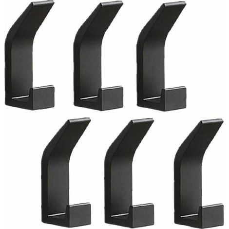 Lot de 6 patères murales patères porte-serviettes crochets de porte sans perçage patères en aluminium porte-manteau mural autocollant, noir (1/4)
