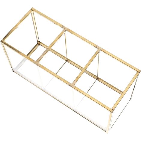 3 teiliger goldener Glasbehälter für Make up und Schmuck