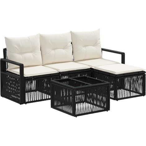 vidaXL Set Divano da Giardino 5 pcs Nero polyrattan