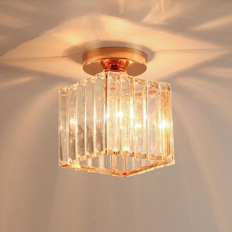 Plafonnier en Cristal E27, Abat-Jour en métal Acrylique, Design Moderne et créatif en Fer, éclairage de Plafond câblé pour Couloir, Couloir ou Balcon, 110 V-240 V (1/5)