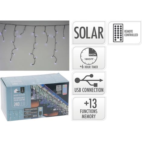 Guirlande Solaire Rechargeable 240 Led Blanches (1/2)