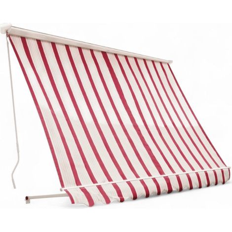 Tenda da balcone para sole a caduta con cassone 300x250 cm con profili in alluminio - Bordeaux e crema