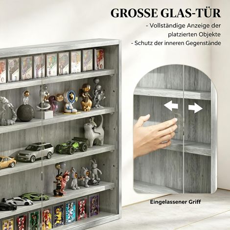 Vitrine murale moderne en verre, meuble d'exposition idéal pour objets de collection et décorations, présentoir mural élégant (fixation murale uniquement) (1/5)
