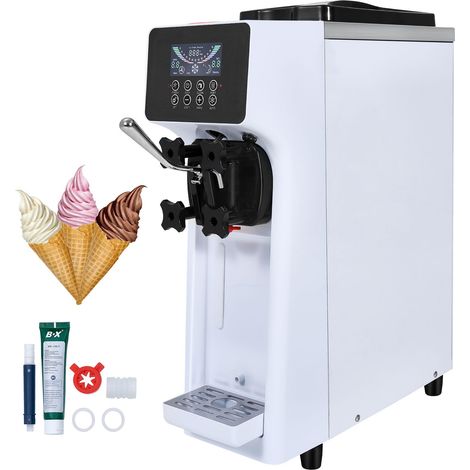Machine à Crème Glacée Commerciale 10 L/h 900 W 1 Saveur, Machine à Glace Italienne Trémie 4 L, Panneau LCD, Pré-refroidissement Nettoyage Automatique, pour Yaourt Café Snack-Bar Restaurant (1/5)