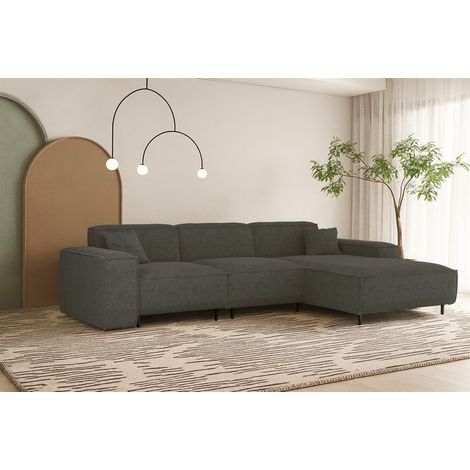 Ecksofa Designersofa GLORIA in Stoff Scala Anthrazit Ottomane Rechts