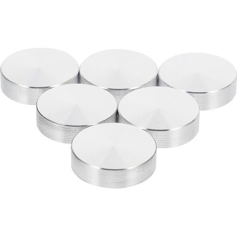 Lot de 6 adaptateurs pour plateaux en verre, disques ronds de 30 mm de diamètre en alliage d'aluminium, pour tables basses, meubles et vitrines à gâteaux. (1/5)