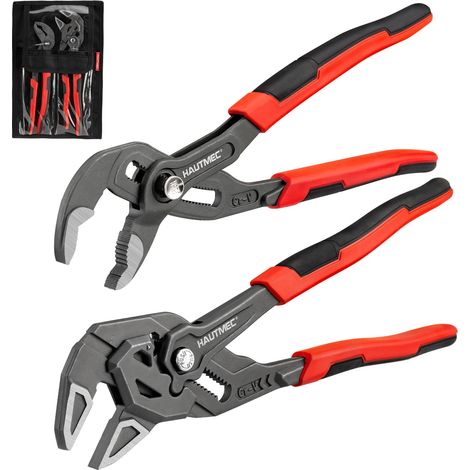 Lot de 2 pinces réglables de 250 mm pour pompe à eau et clé à molette parallèle lisse et mâchoire en V, acier CR-V, pince à joint à rainure et languette à réglage rapide pour réparations (1/5)