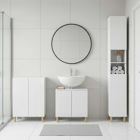 vidaXL Juego de armarios de baño de 3 piezas ARNHEM Blanco Brillante (1/5)