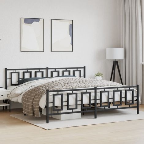 Cadre de lit métal sans matelas avec pied de lit noir 193x203cm vidaXL (1/5)