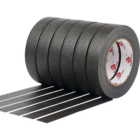 Lot de 6 rubans de masquage noirs de 3 cm x20 m pour peinture, travaux manuels et bricolage – Ruban de peinture de qualité professionnelle, sans résidus et retrait facile (1/5)