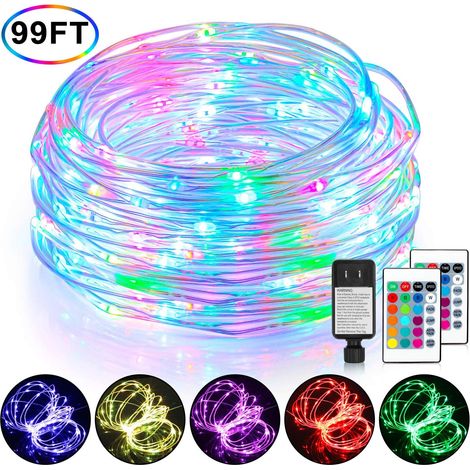 Guirlande multicolore Noël raccordable – 8 modes, fil vert, intérieur/extérieur (1/5)