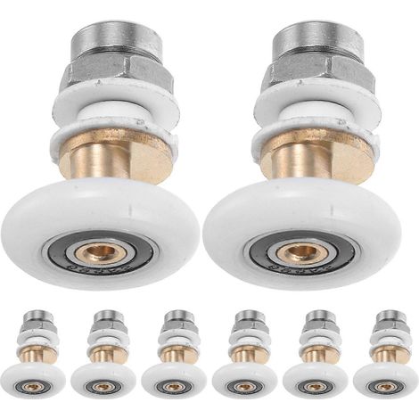 Lot de 8 roulettes pour porte de douche coulissante - Roues étanches en nylon de 25 mm pour porte de douche en verre - Accessoires de salle de bain (1/5)