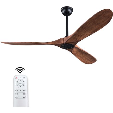 Ventilador de techo 60'' sin luz con mando, 3 aspas ABS, motor DC reversible, negro nogal (1/5)