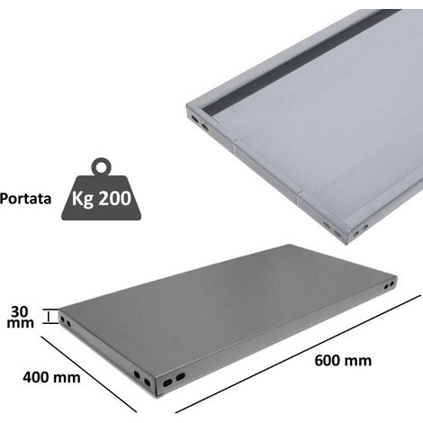 SCAFFALATURA in metallo COMPONIBILE varie misure e portate tipo pesante con rinforzo - Componente: Ripiano cm 40x60