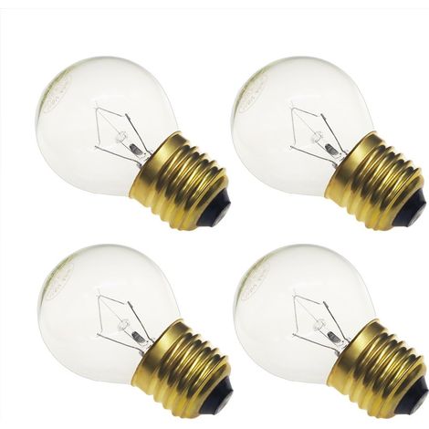 Ampoule pour four 40 W Haute température 230 V Transparente 415 lumens Culot E27 en laiton moyen Lot de 4 (G45) (1/5)
