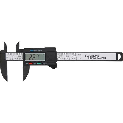 Pied à coulisse numérique LCD haute précision, boîtier en plastique renforcé de fibres de carbone, échelle vernier 0-100 mm (1/5)