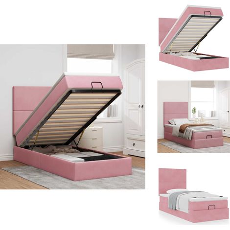 Ottoman-Bett mit Matratzen Rosa 80x200 cm Samt - Ottoman-Bett - Ottoman-Betten - Bettrahmen - Bettgestell (1/5)